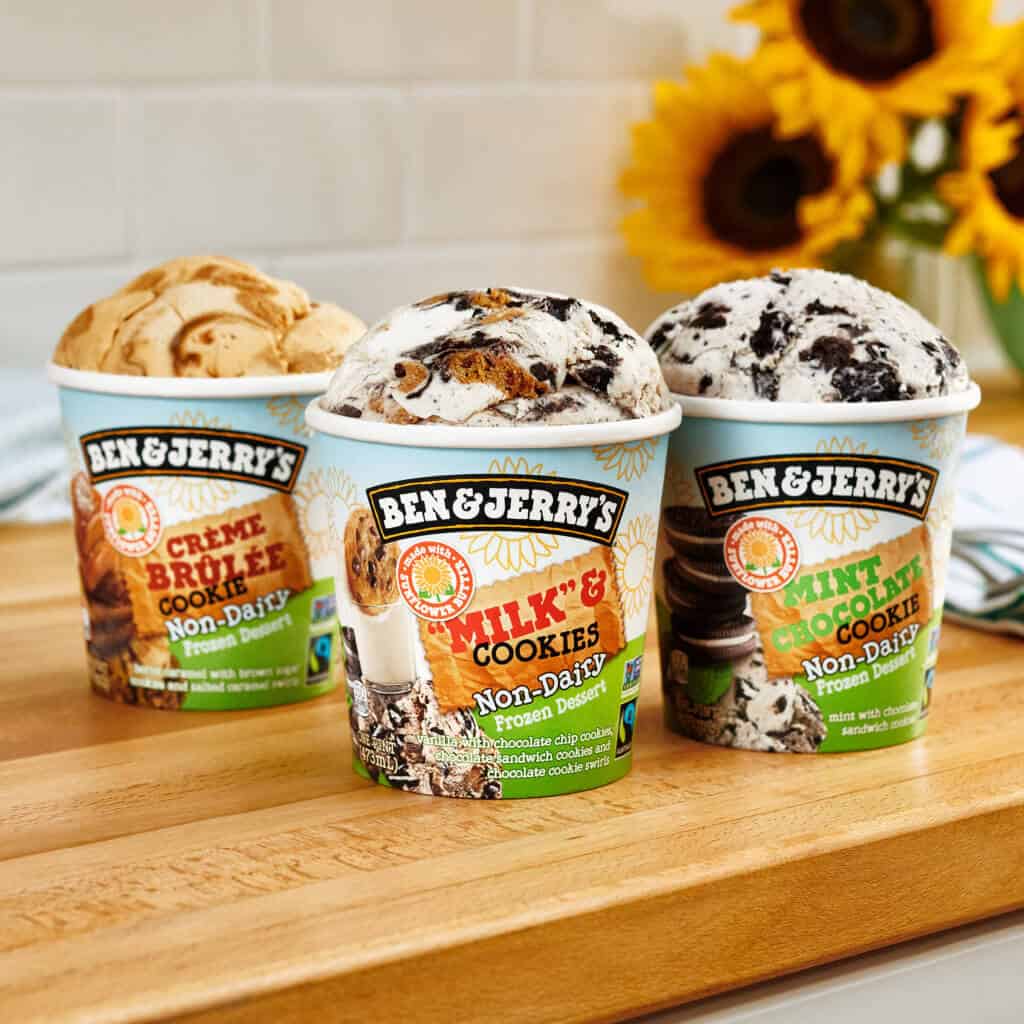 3 flavors sunflower seed vegan ice cream Ben & Jerry's