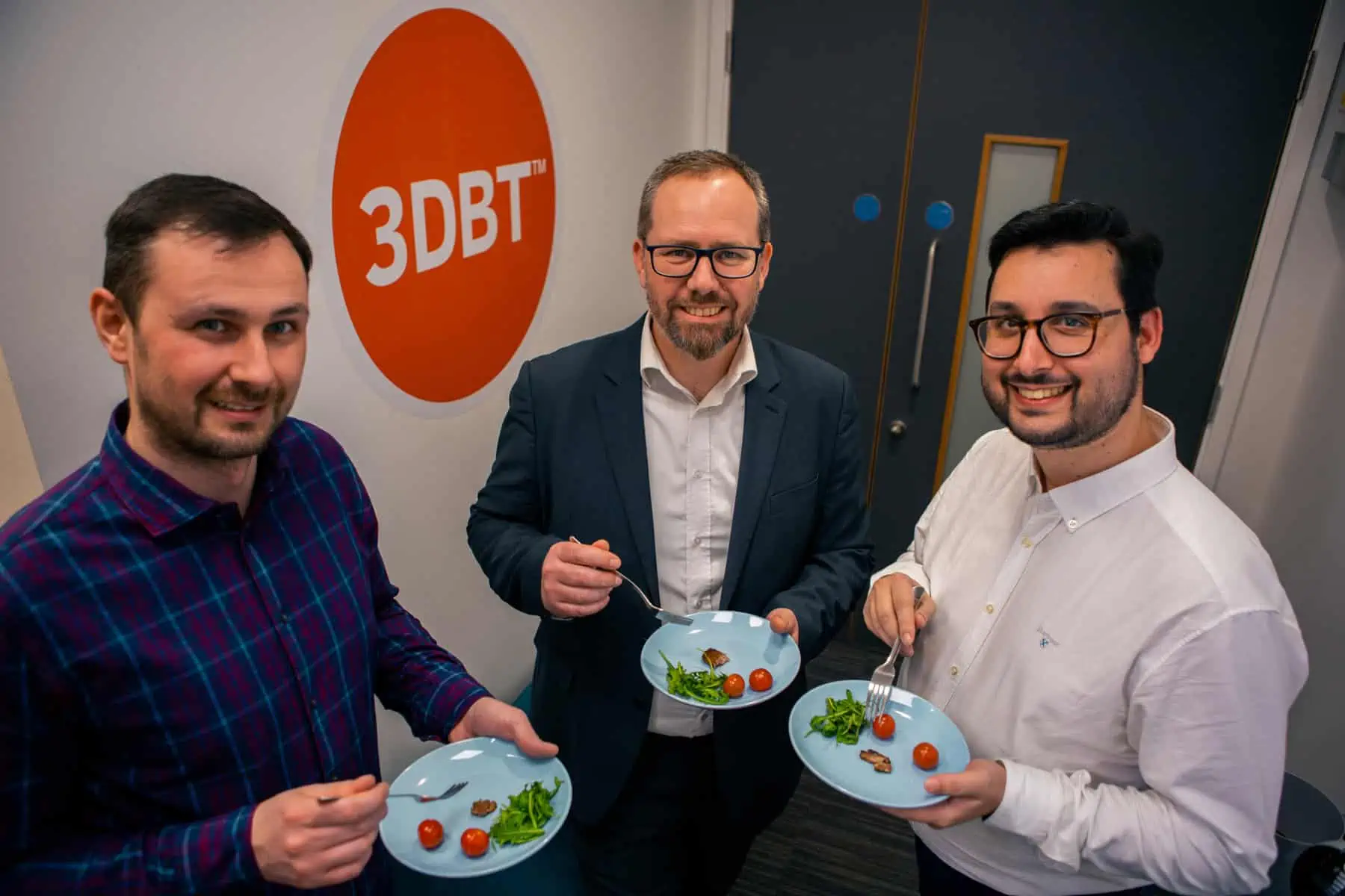 3DBT's co-founders tasting successful developed 100% meat cultivated pork fillet