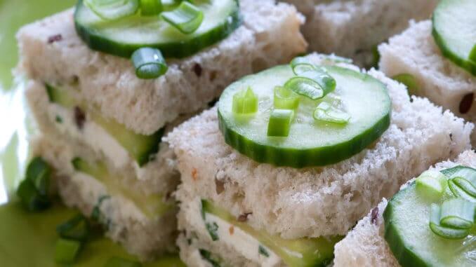 Fresh sandwiches with cheese and green salad