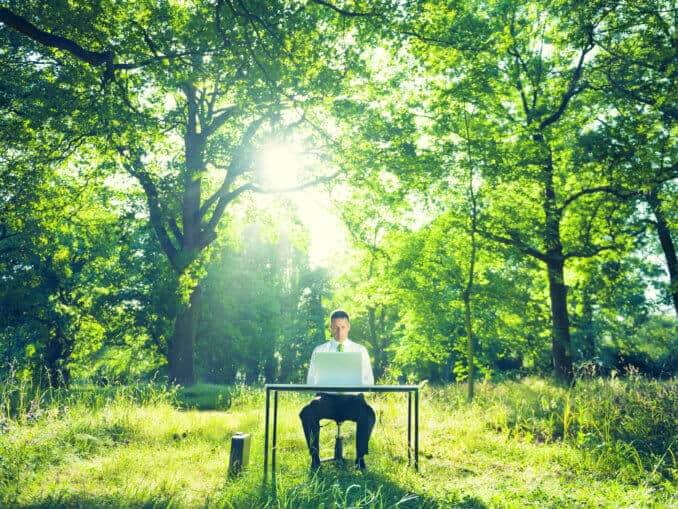 Environmental Conscious Businessman in Nature