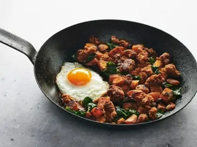 Aurapea chickpea meat in pan