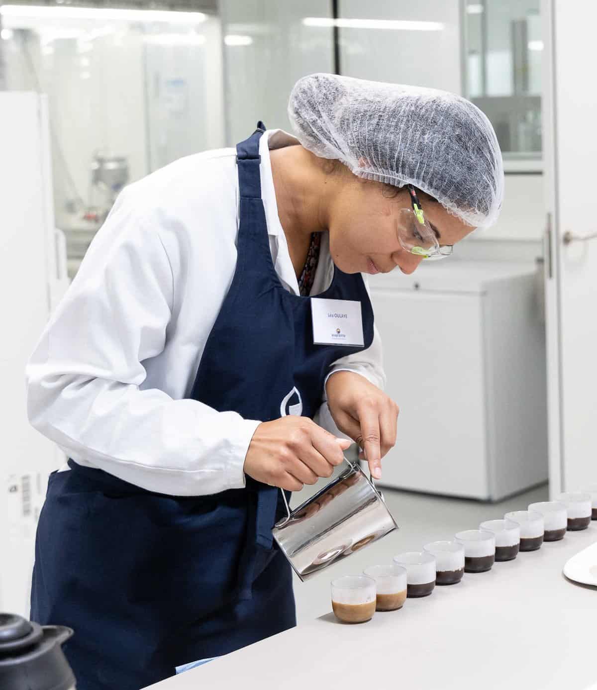 A food formulator working in the lab