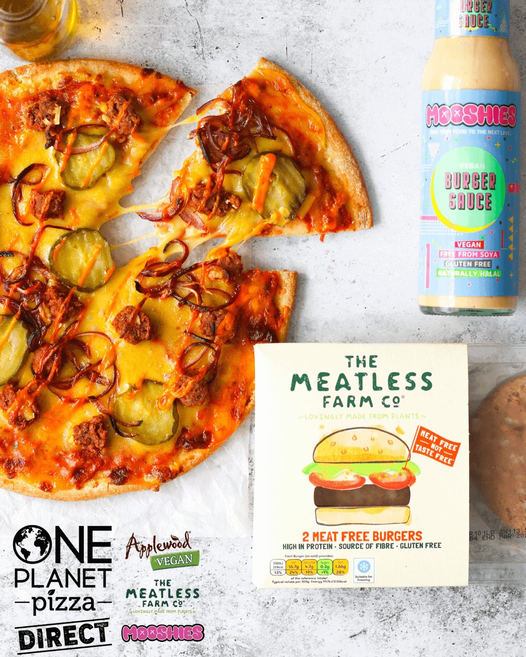 Meatless Farm Cheezeburger Pizza