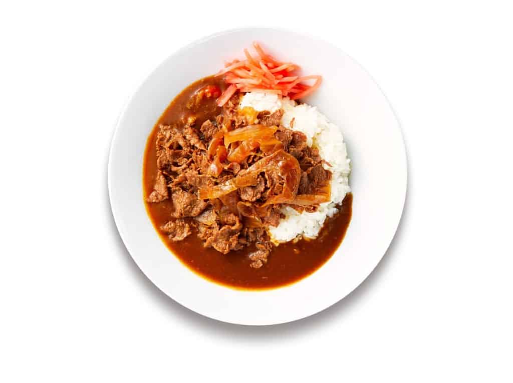 IKEA's plant based curry with Next Meats' signature NEXT Gyudon on top.