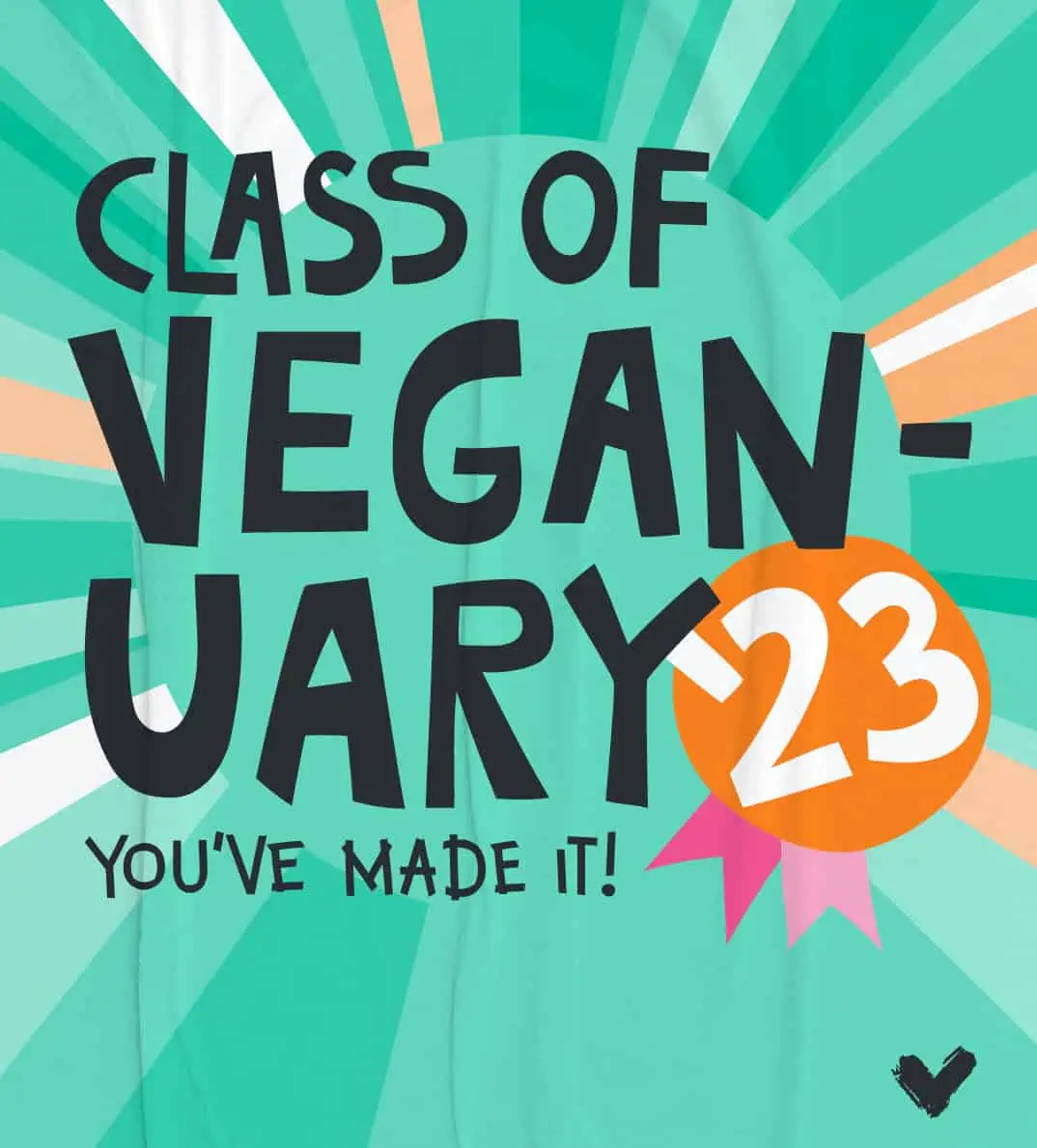 veganuary's banner for the end of the vegan diet challenge