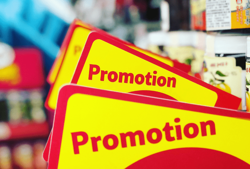 Supermarket promotion signs