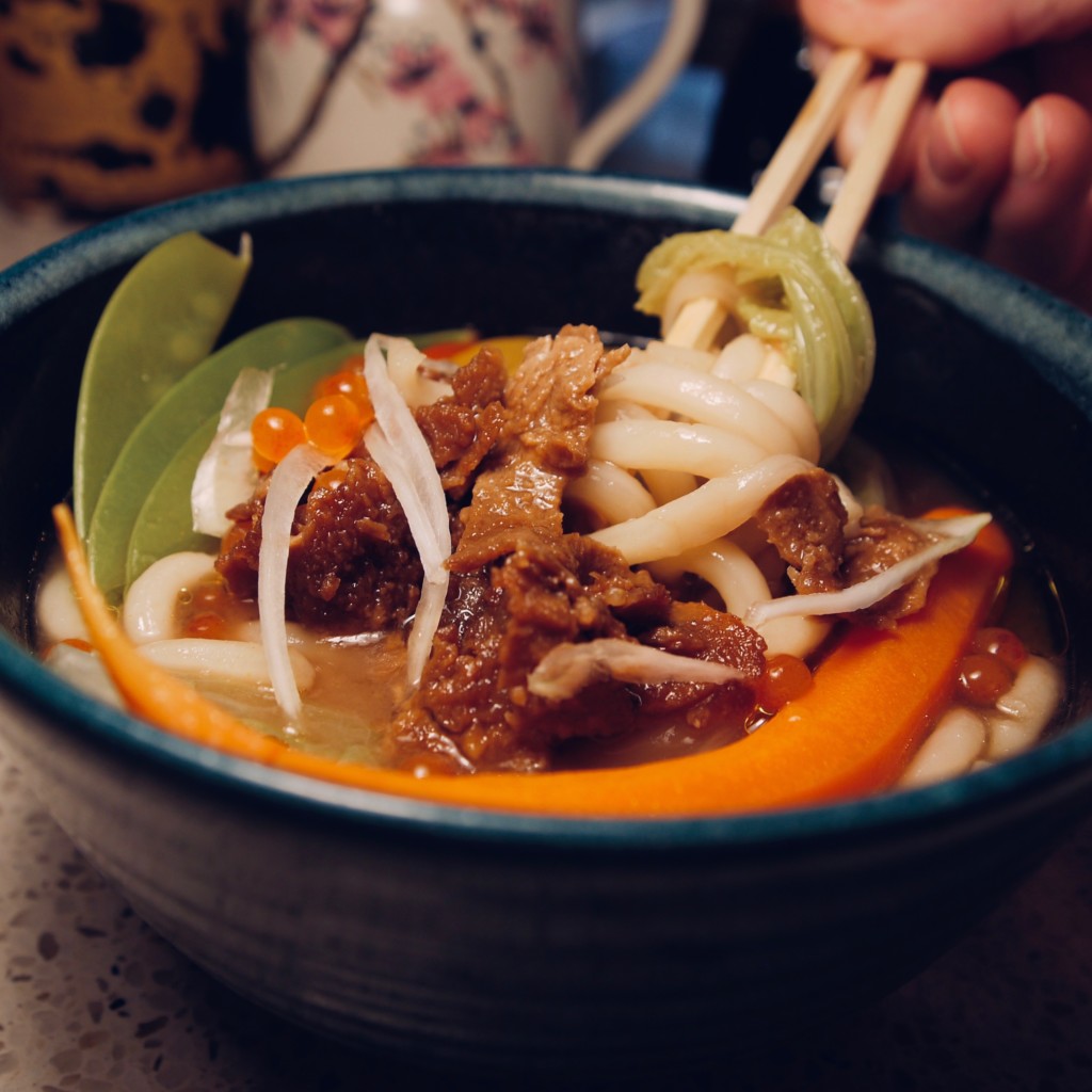 Waygu udon close up