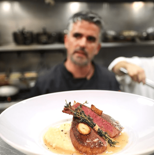 Chef with vegan steak