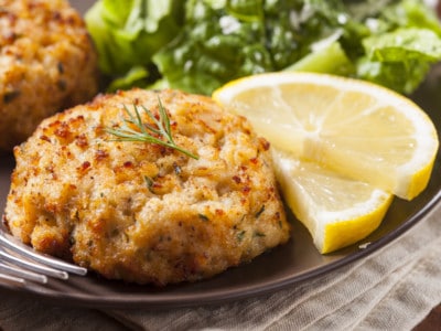 Crab cake stock photo