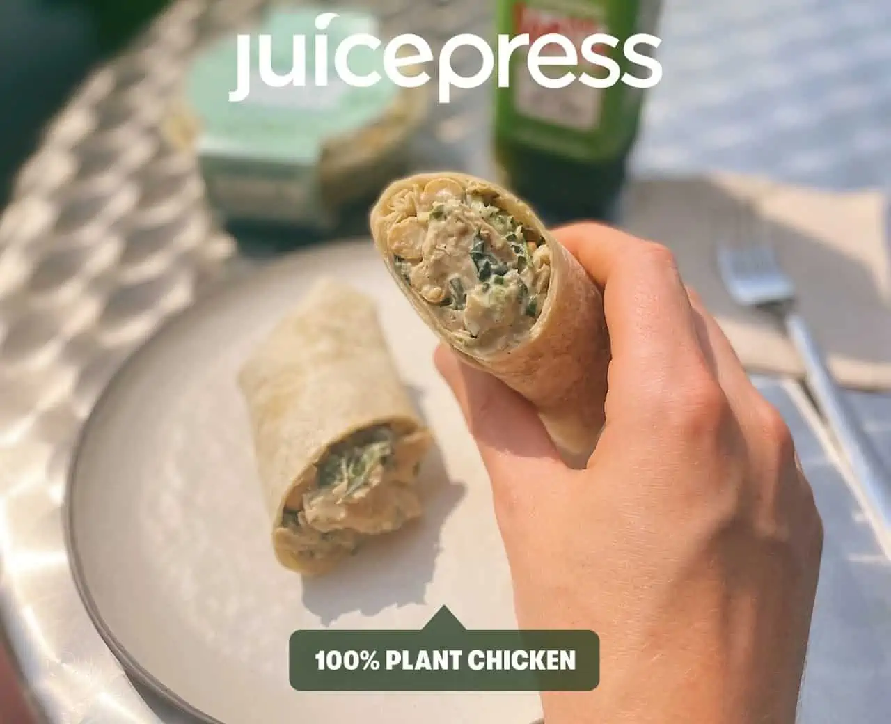 Daring & Juice Press Healthy Vegan Chicken Wrap