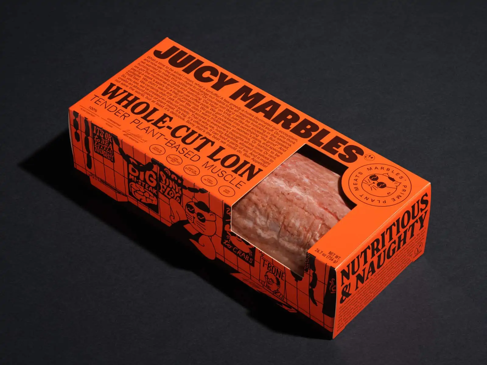 juicy marbles' plant-based raw whole cut loin product
