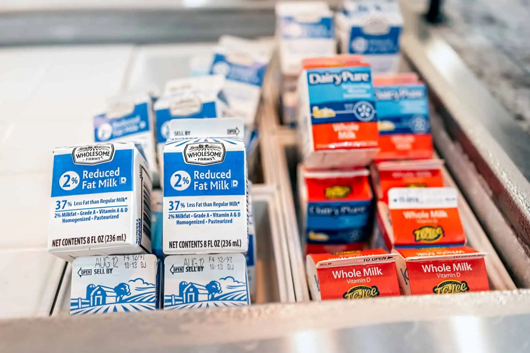milk cartons in school canteen