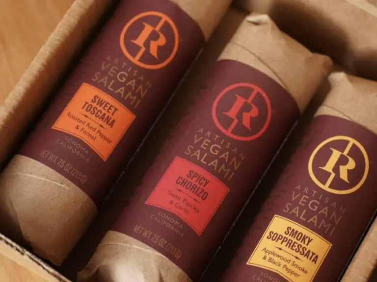 Shelf-stable vegan salami