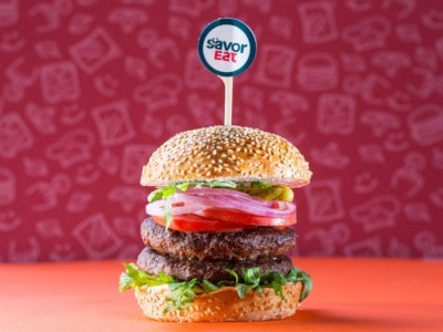 3D-printed plant-based pork and turkey burgers